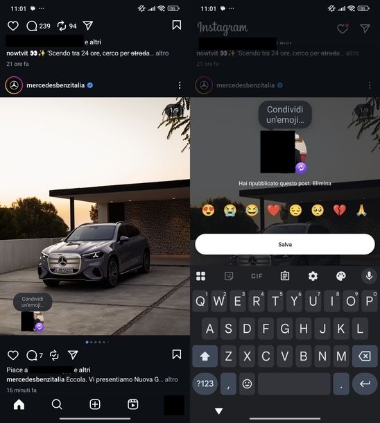 Ripostare post Instagram Android
