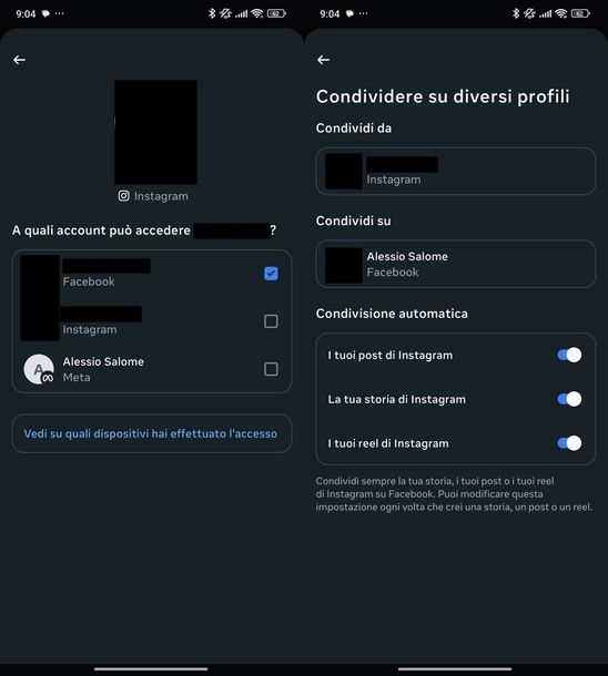 Accedere a Facebook tramite Instagram Android