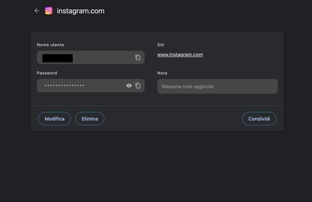 Cancellare dati accesso Instagram Google Chrome Mac