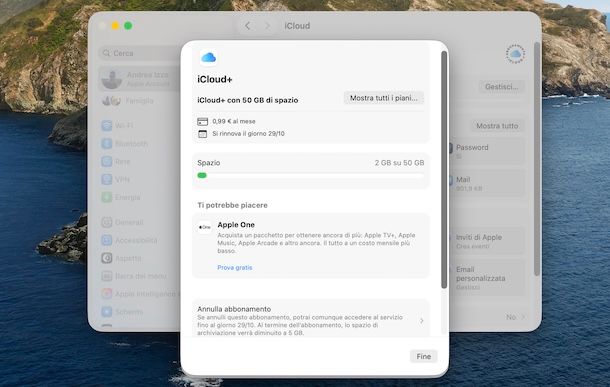 Togliere abbonamento iCloud da Mac