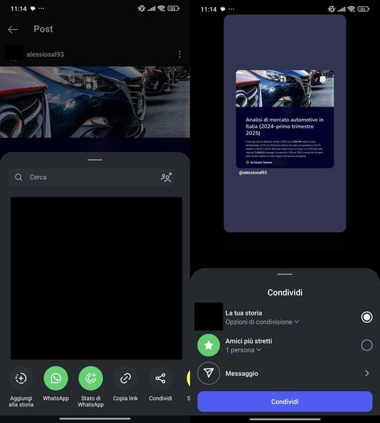 Ripostare post nelle storie Instagram Android