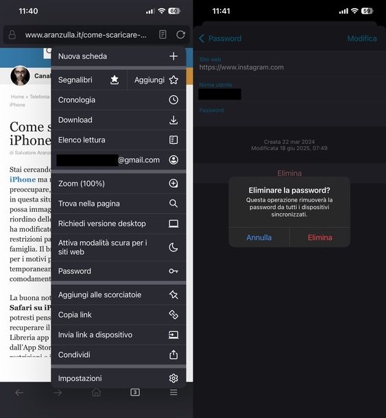 Cancellare dati accesso Instagram Mozilla Firefox iPhone