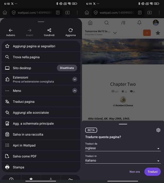 Tradurre storie su wattpad Mozilla Firefox Android