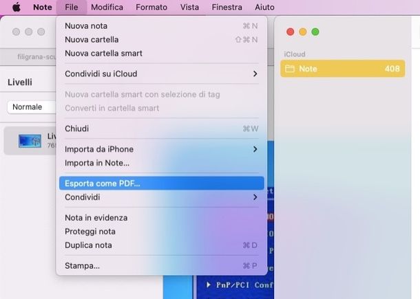 Come trasformare una nota Mac in PDF