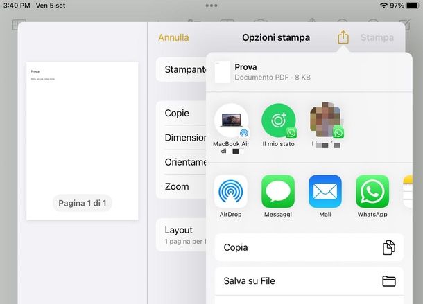 trasformare nota in PDF iPad