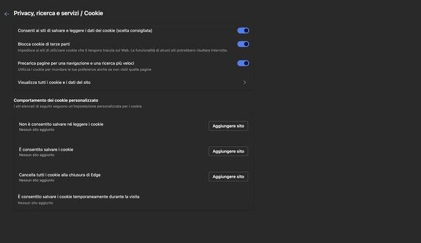 Bloccare cookie Microsoft Edge Windows