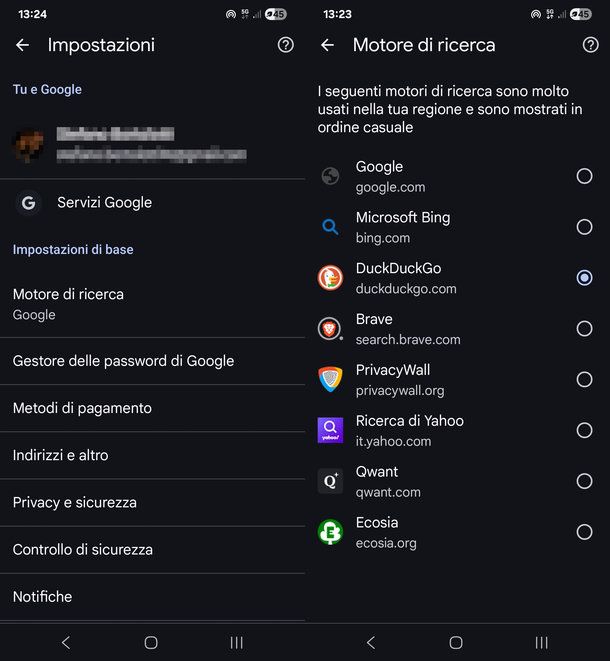 Come impostare DuckDuckGo su Chrome per Android