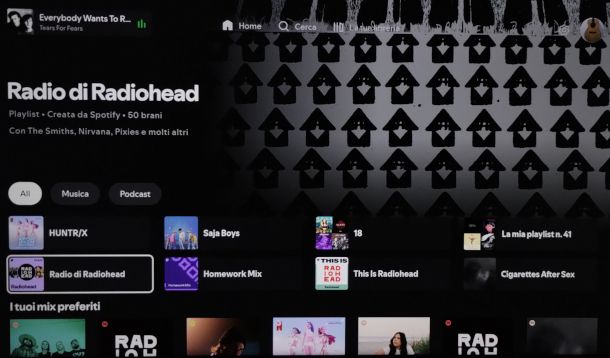 schermata app Spotify