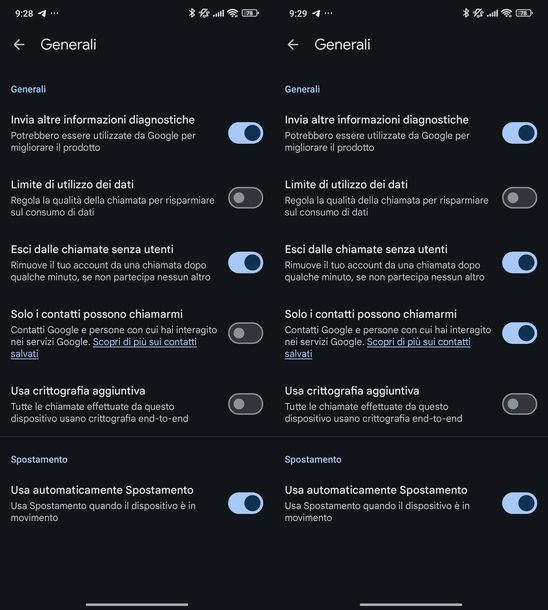 Inibire chiamata Google Meet Android