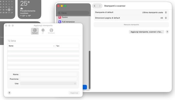 Impostazioni stampanti macOS