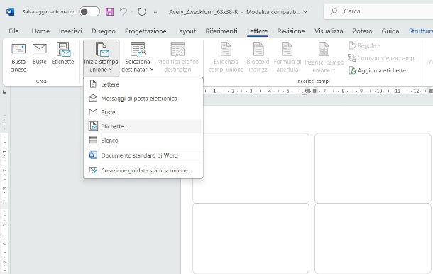 funzione Stampa Unione su Word