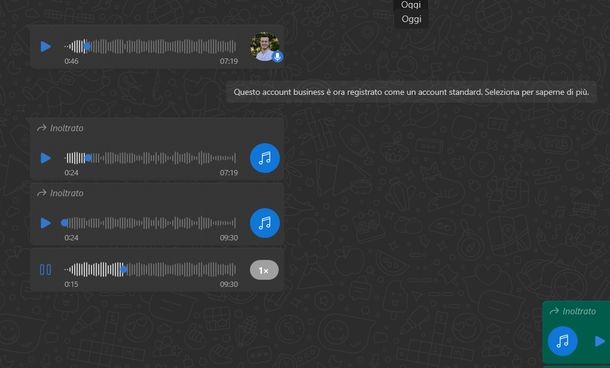 Velocizzare audio WhatsApp Windows