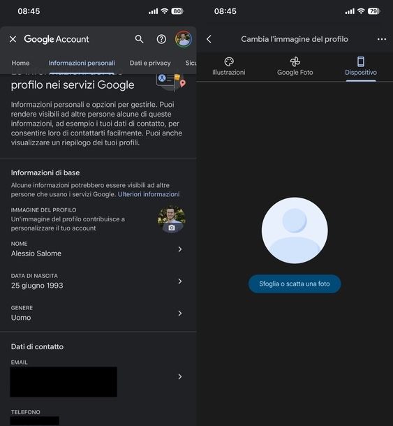 Mettere foto profilo Google Meet iOS