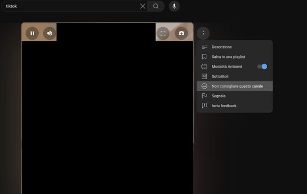 Bloccare TikTok su YouTube