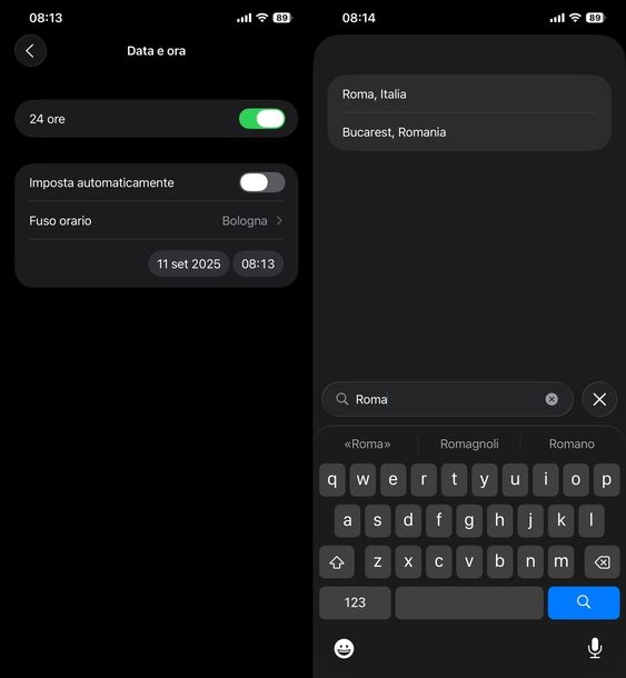 Cambiare ora manualmente iPhone