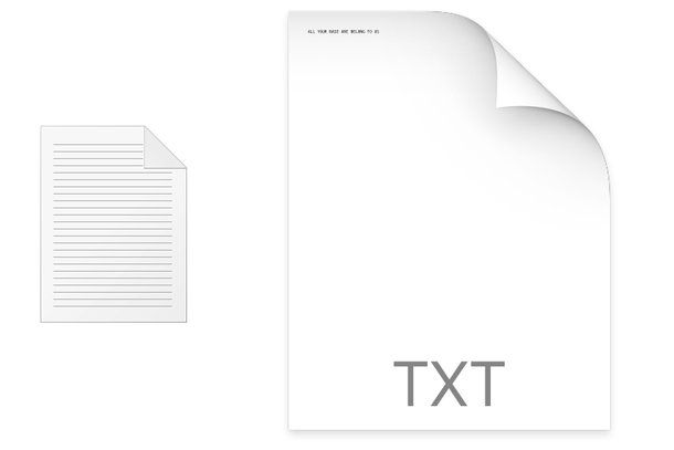Icone dei file di testo su Windows e Mac