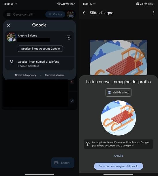 Mettere foto profilo Google Meet Android