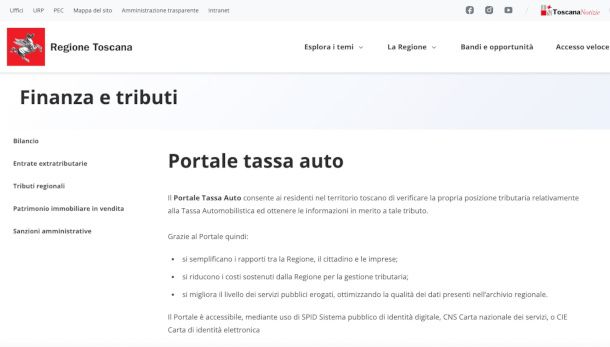 portale tassa auto toscana