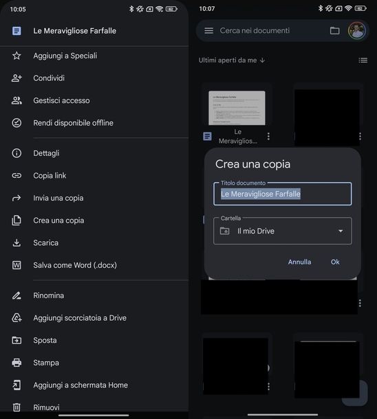Creare copia documento Google Android