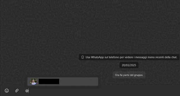 Taggare persone WhatsApp Windows