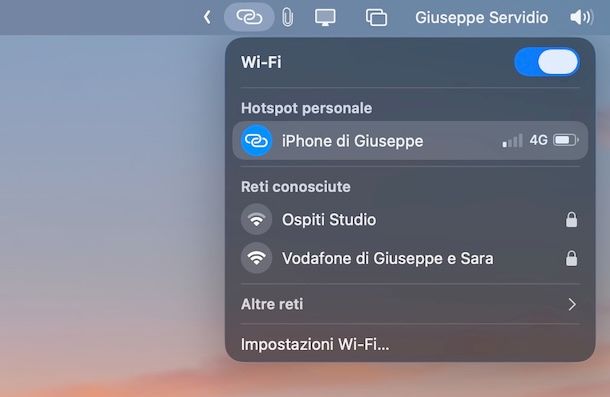 Accesso hotspot Mac