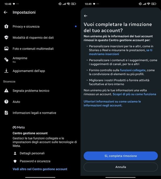 Uscire da dispositivo in uso Messenger Android