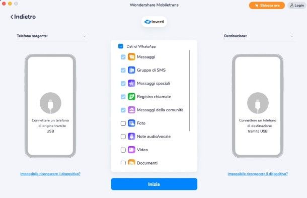Trasferimento WhatsApp su MobileTrans