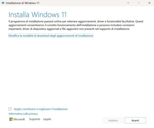 installazione w11