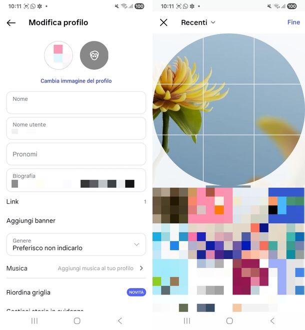 anteprima foto profilo Instagram app