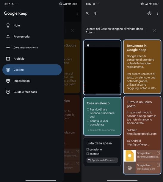Recuperare note cancellate Google Keep Android