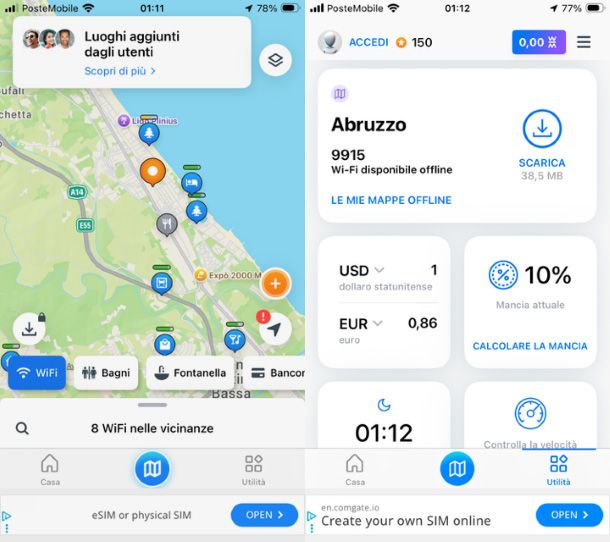 Rete WiFi pubblica su WiFi Map per iOS