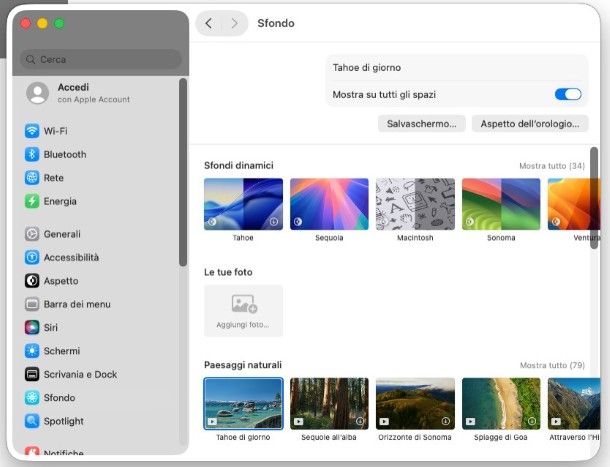 Impostazioni Sfondo macOS