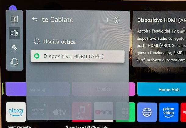 Impostazioni HDMI ARC Smart TV LG