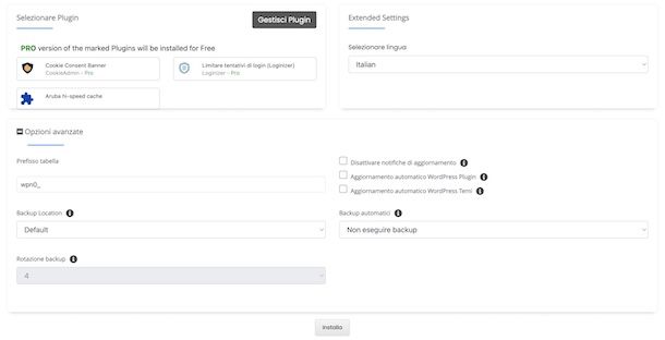 Installare WordPress su Aruba