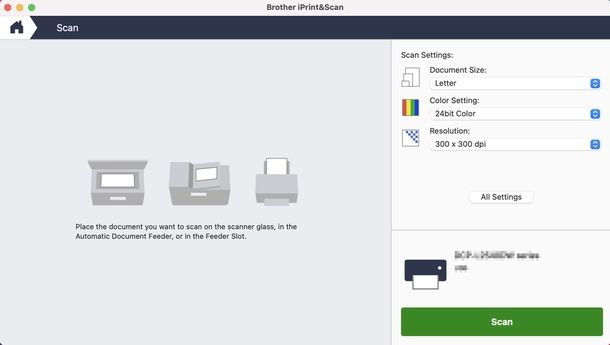 Installare scanner stampante Brother macOS