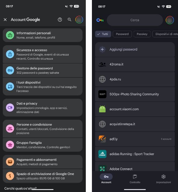 Gestore delle password di Google