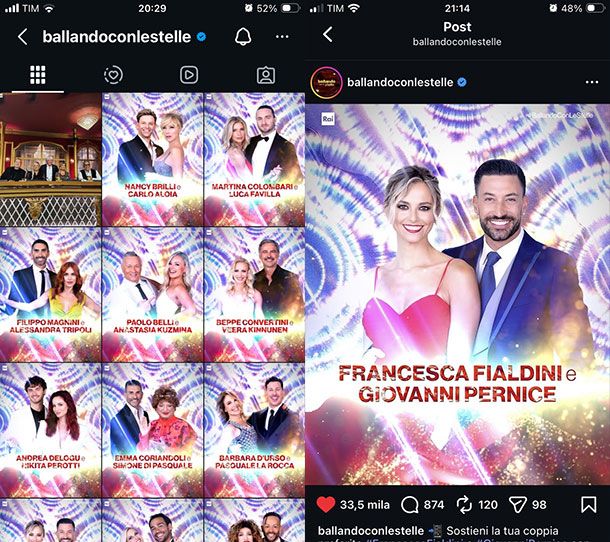 Come si vota a Ballando con le Stelle su Instagram