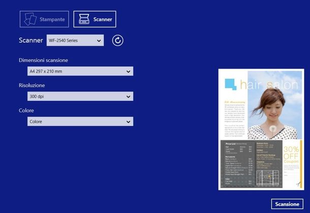 Installare scanner stampante Epson Windows