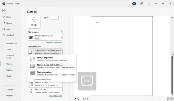 stampante virtuale PDF Excel