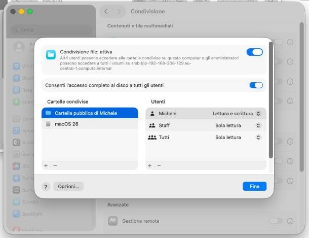 Condivisione cartelle macOS