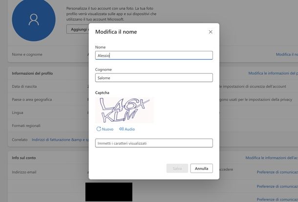 Modificare nome associato Outlook Web