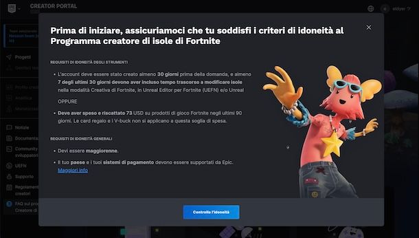 Account sviluppatore Fortnite