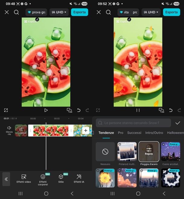 effetti movimento CapCut