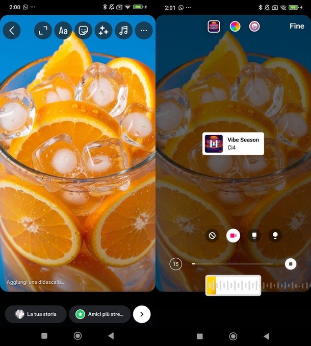 Storia Instagram con musica