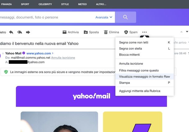 Trasferire mail Yahoo Mail chiavetta USB