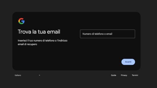 Recupero account Google