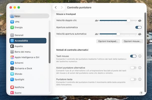 Attivare Tasti mouse su Mac