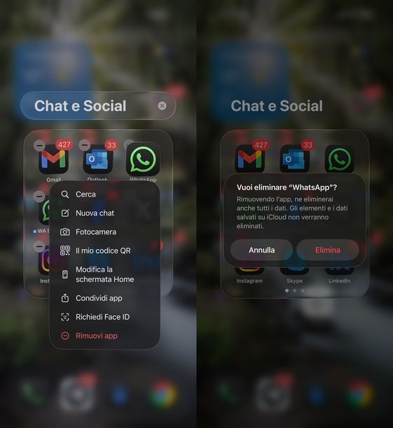 Disinstallare WhatsApp iPhone