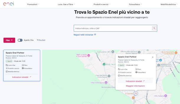 funzione Web ricerca spazio enel