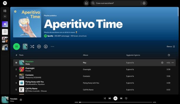 playlist Aperitivo Time su Spotify
